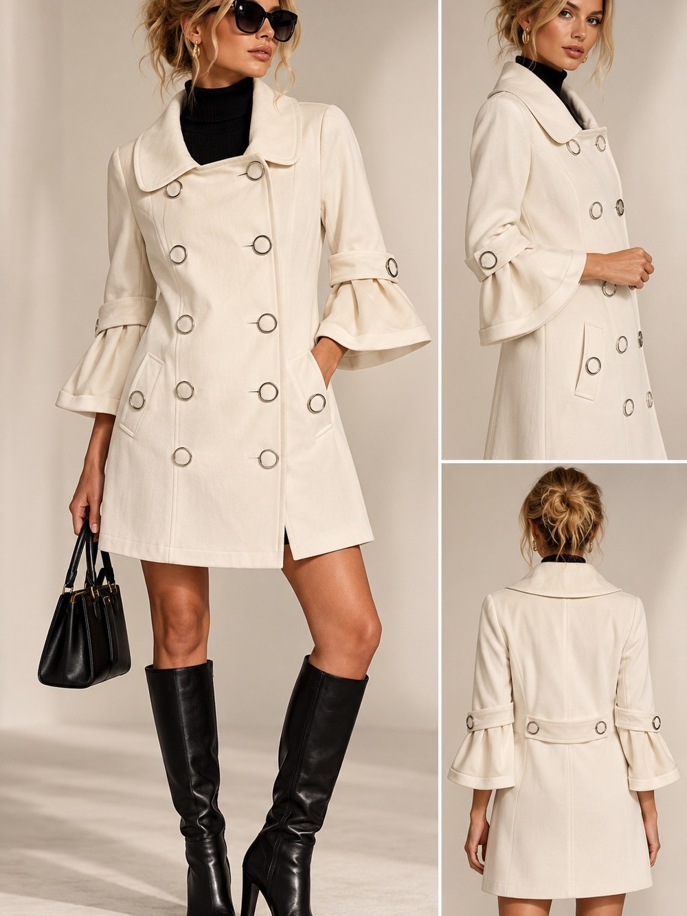 Vintage Etoile du Monde Ivory Y2K Statement Coat S Retro Vibe Romantic